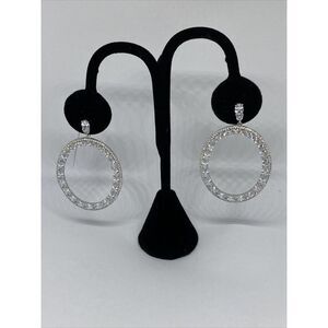Tiara .925 Sterling Silver Cubic Zirconia SE2592W Drop Earrings MSRP$300 DS123